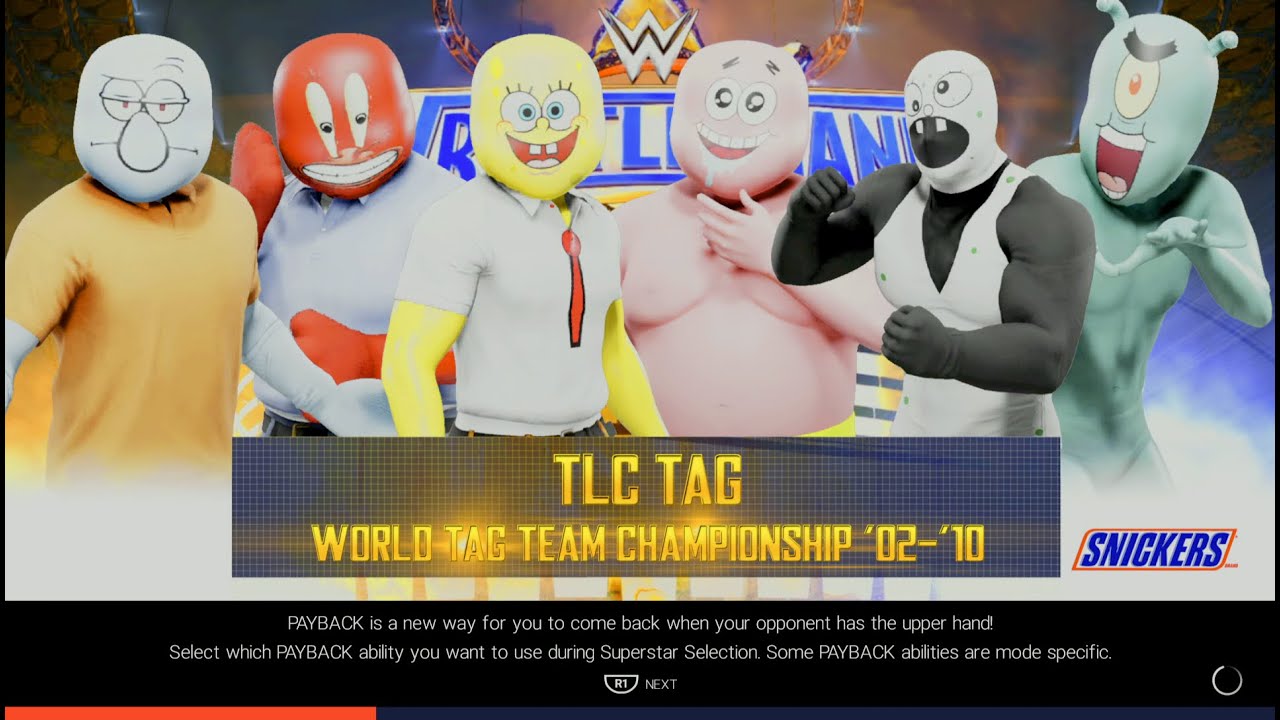 WWE 2K19 On PS5: Spongebob Tornado Tag Team TLC Match For Tag Team Championships!