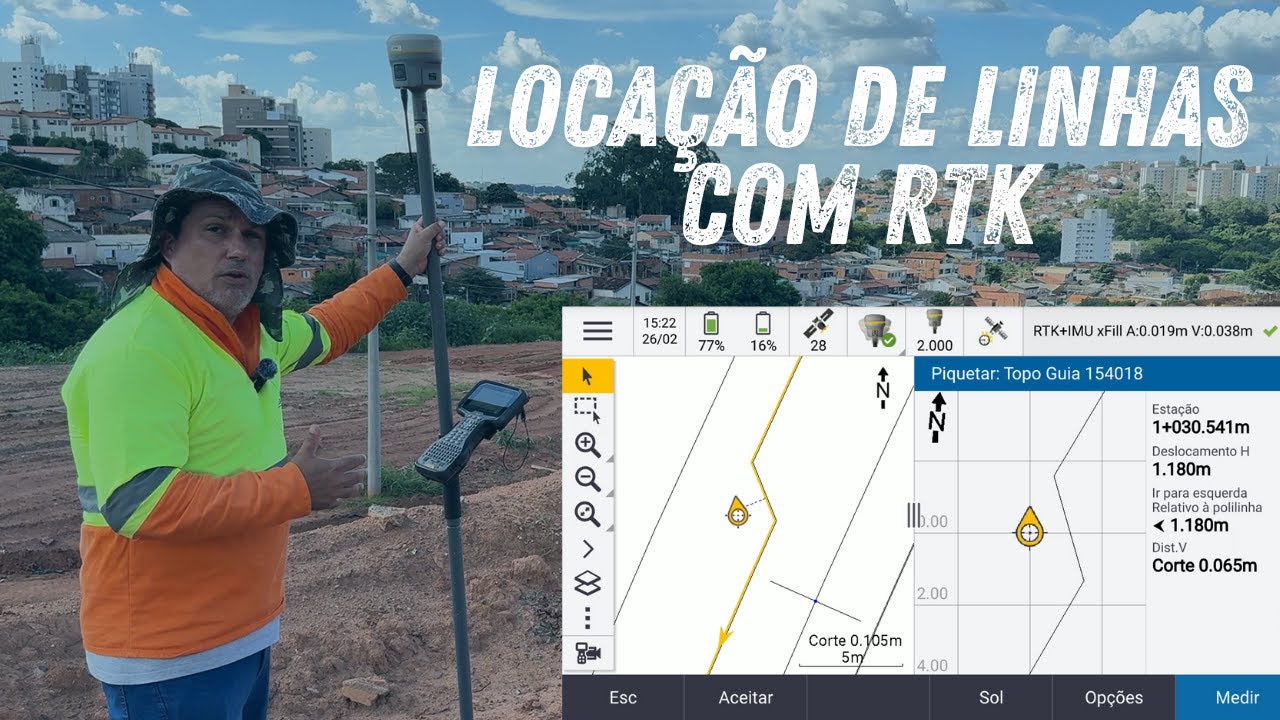 Locação de Obra Utilizando Linhas e RTK Trimble