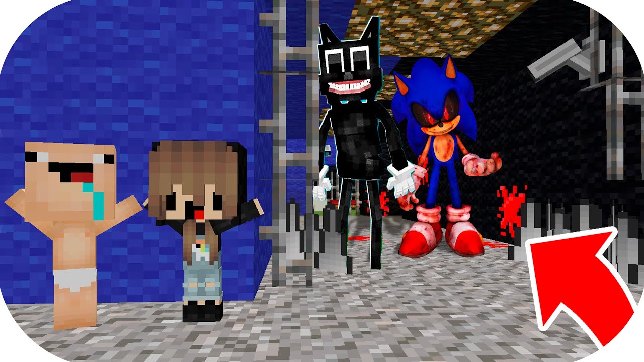 ¡BEBE NOOBSI ESCAPA DE LA PRISIÓN DE SONIC Y CARTOON CAT!😭😱 ESCAPA DE LA PRISION EN MINECRAFT TROLL