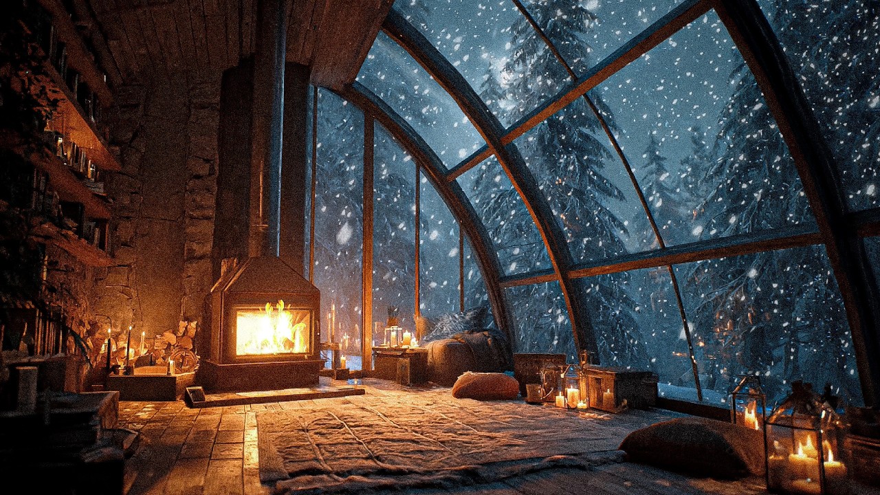 🔥 Warm Fireplace with Falling Snow | Ultimate Cozy Winter Escape