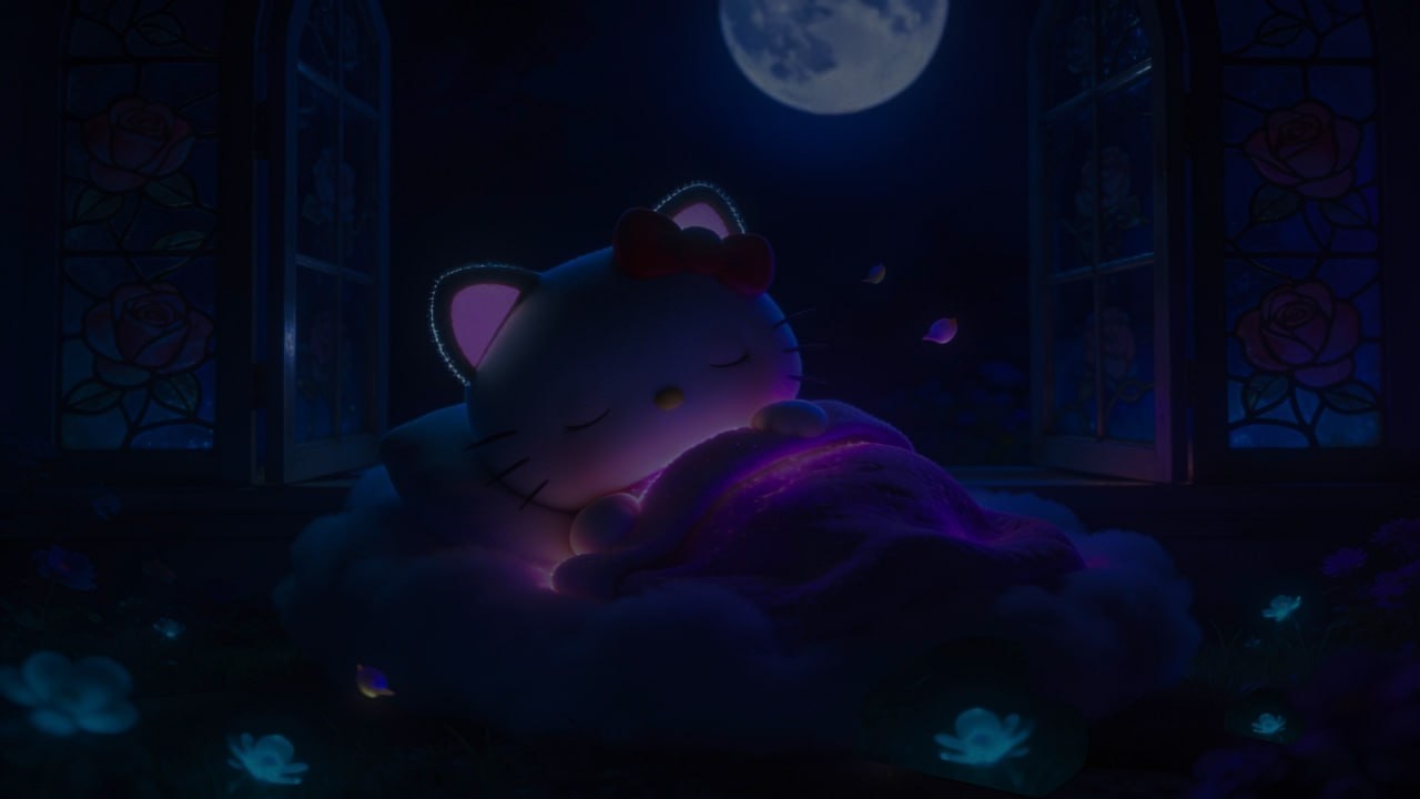 NO ADS – Sleep with Hello Kitty & Stitch | Soft Piano Music for Peaceful Sleep