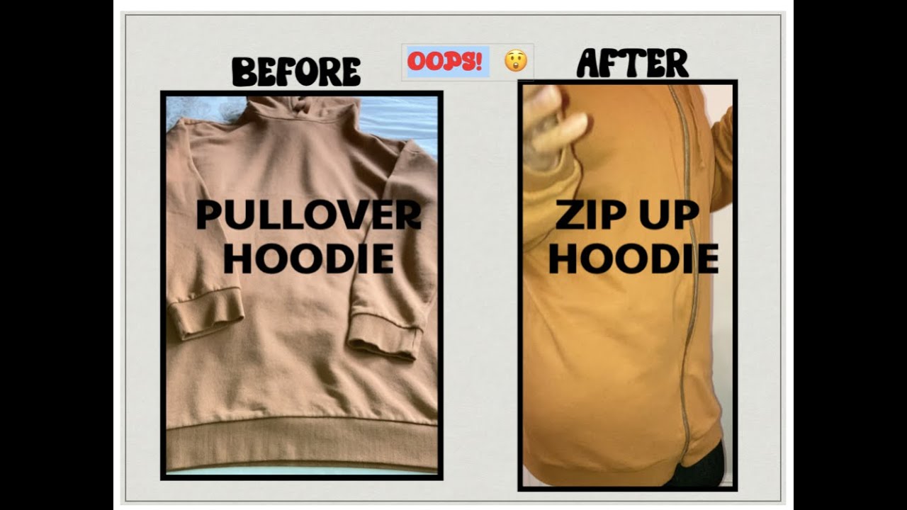 TURN A OVERSIZED 🪡 PULLOVER HOODIE TO A ZIPPER HOODIE| SLIGHT GLITCH 🫣