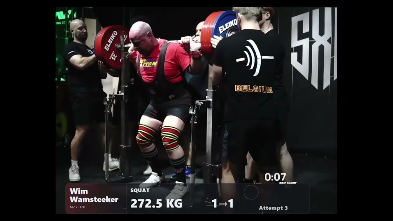 KW1 Belgie 2026 Equipped Powerlifting Masters 2  120kg 272,5 squat 180 bench 250 deadlift