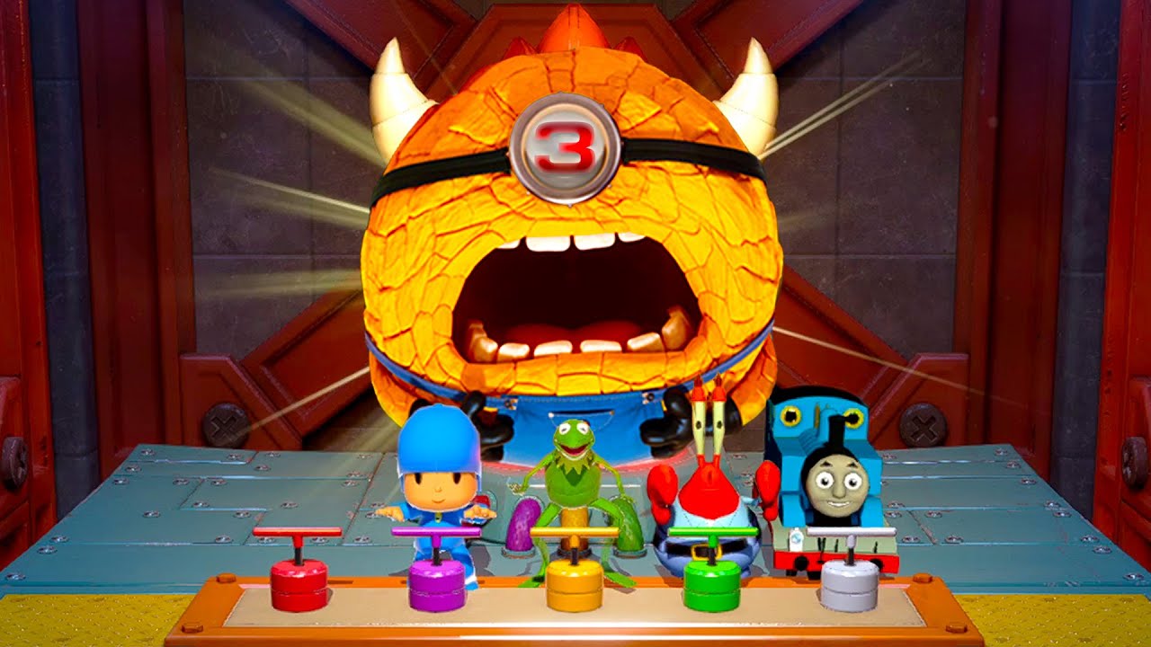 Mario Party Superstars Minigames - Thomas Vs Mr Krabs Vs Pocoyo Vs Kermit (Hardest Difficulty)