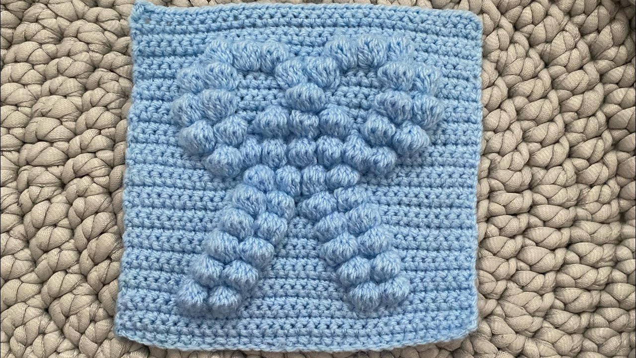 Tuto granny en noeud papillon popcorn pour couverture bébé