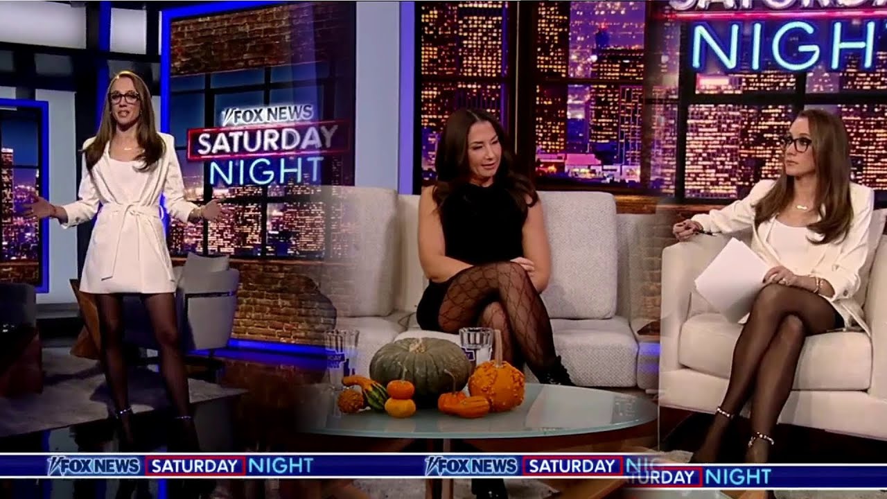 Kat Timpf & Kerryn Feehan - nice legs in pantyhose.  Fox News Saturday Night Nov. 2023