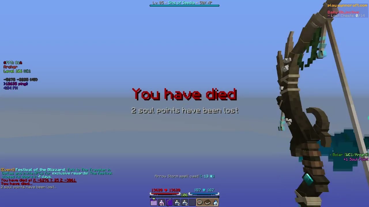 Wynncraft but I am dying of lag