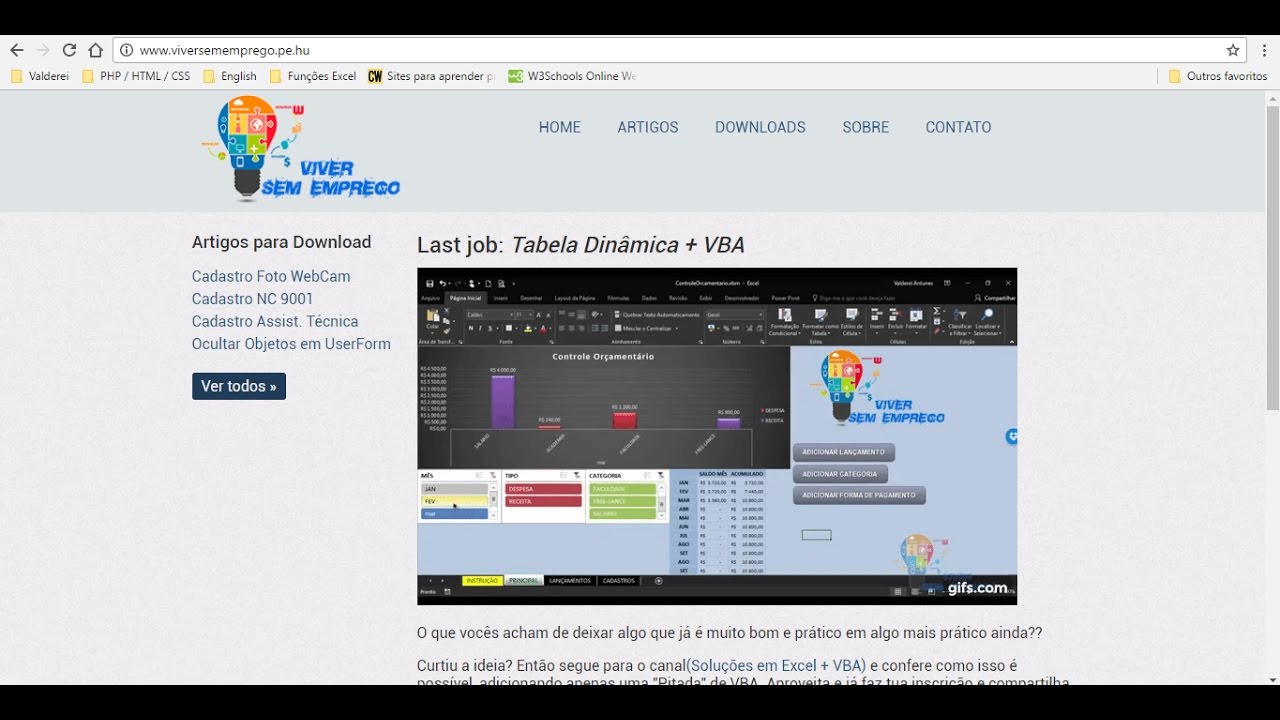 Viver Sem Emprego Site HTML/CSS - Vídeo 19