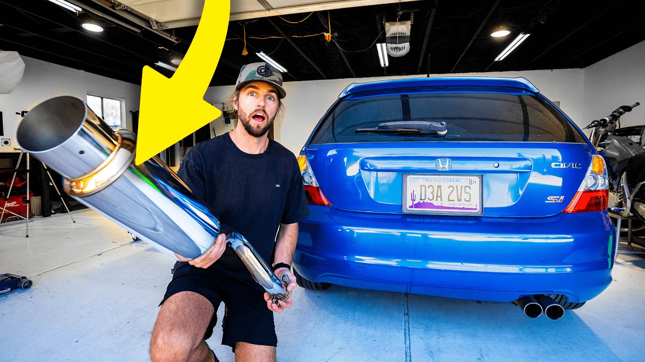Установка выхлопной системы Honda Civic Si!