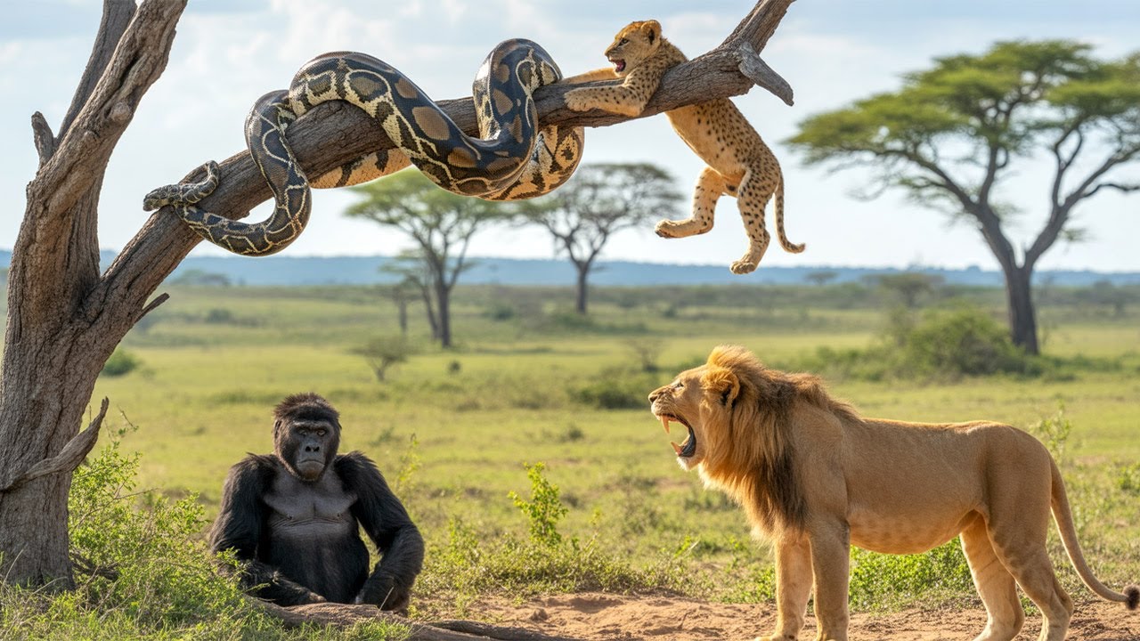 Desperate Lion Begs Gorilla for Help — The Result Will Shock You!