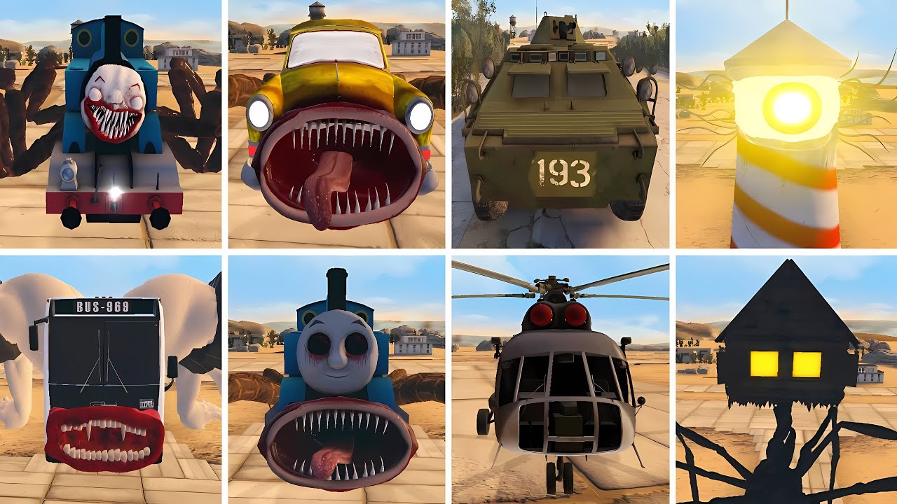 OLD AND NEW UPDATE MONSTER: TANK CURSED,BUS EATER,TRAIN EATER,LIGHTHOUSE,CURSED THOMAS (GMOD)!!!
