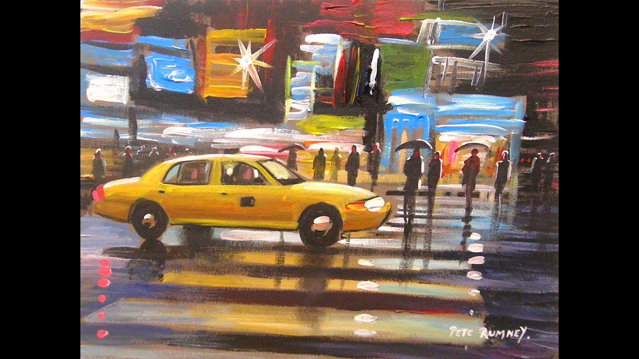 How to paint New York in the rain - by Pete Rumney Canvas Art -music-  snow patrol