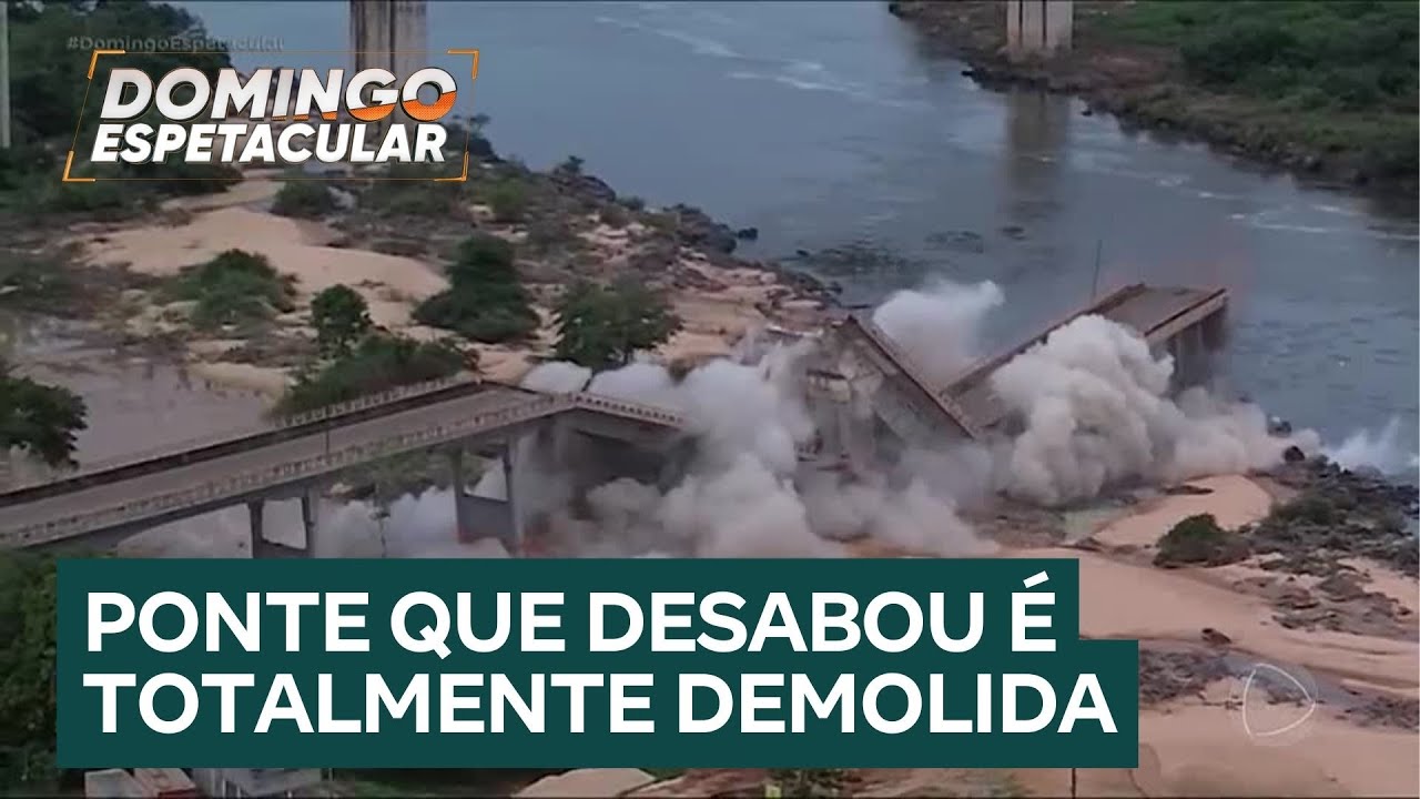 Ponte que desabou sobre o rio Tocantins há 42 dias é totalmente demolida