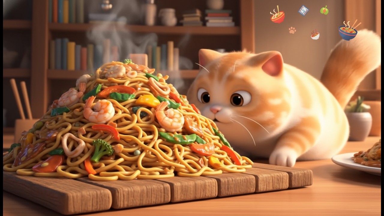 Fall Asleep in 5 Minutes! 😴 Magical Cat Mukbang AI ASMR 🌌🐾 Hyper Realistic Crunchy Sounds