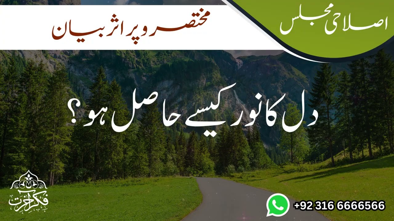 Islahi Majli | Dil Ka Noor Kese HAsil Ho?  | Hazrat Maulana Manzoor Yousuf Sahab | Fikr-e-Akhirat