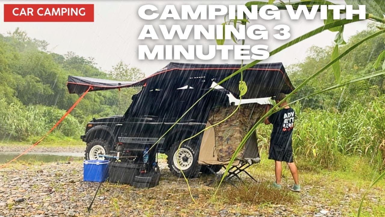 Кемпинг посреди сильного дождя с палаткой на 270° [JIMNY, CAR CAMPING, ASMR]