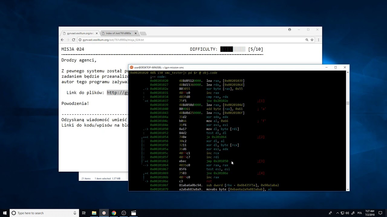 Handling self modifying code (SMC) with radare2