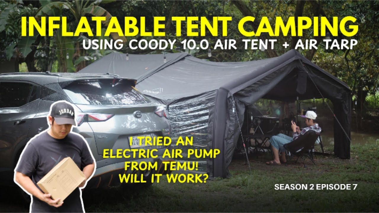 Inflatable Tent Camping | We use Temu Electric Air Pump on Coody 10.0 +Air Tarp | Connorwoods