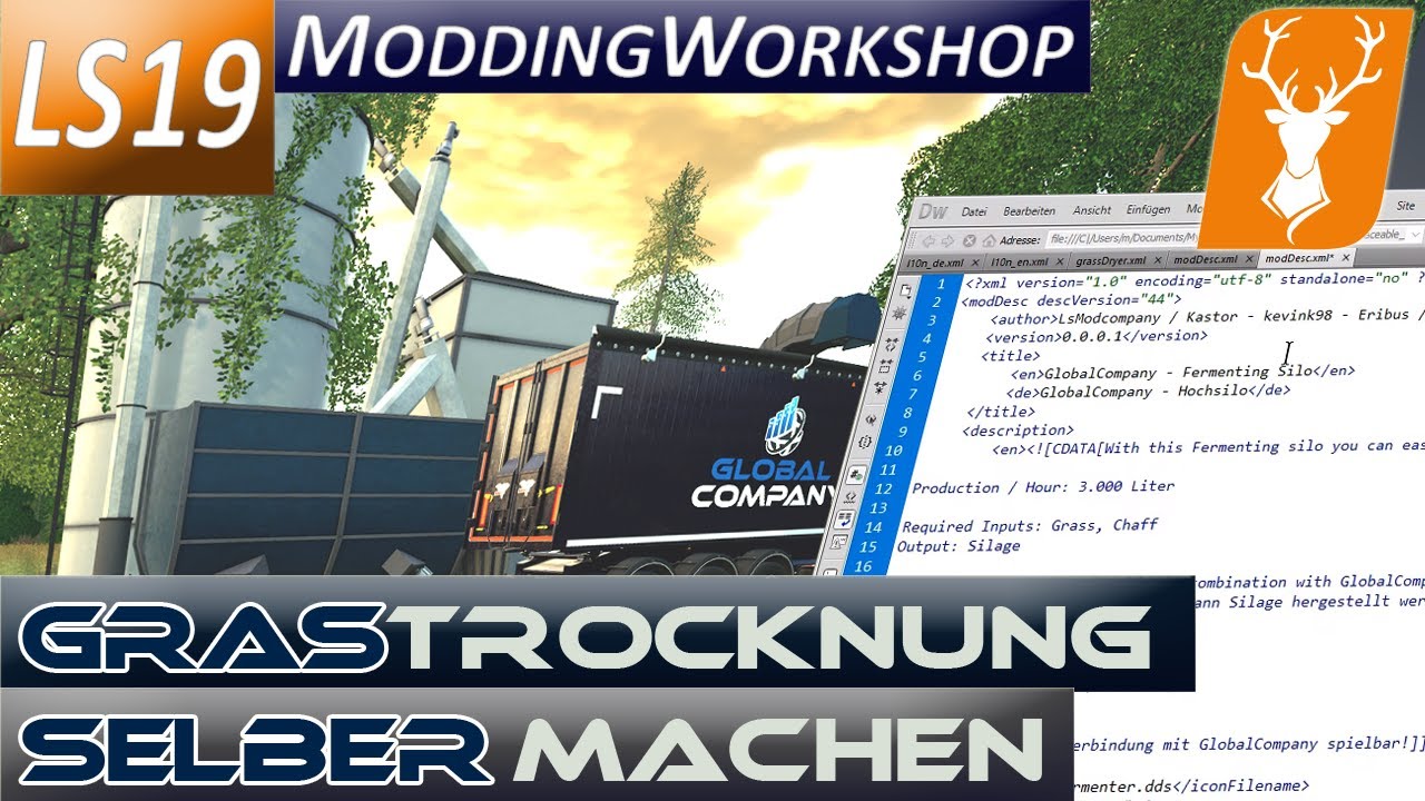 🆒 Global Company 🅼🅾🅳 erstellen; Eigene Grastrocknung; Modding Workshop für Anfänger