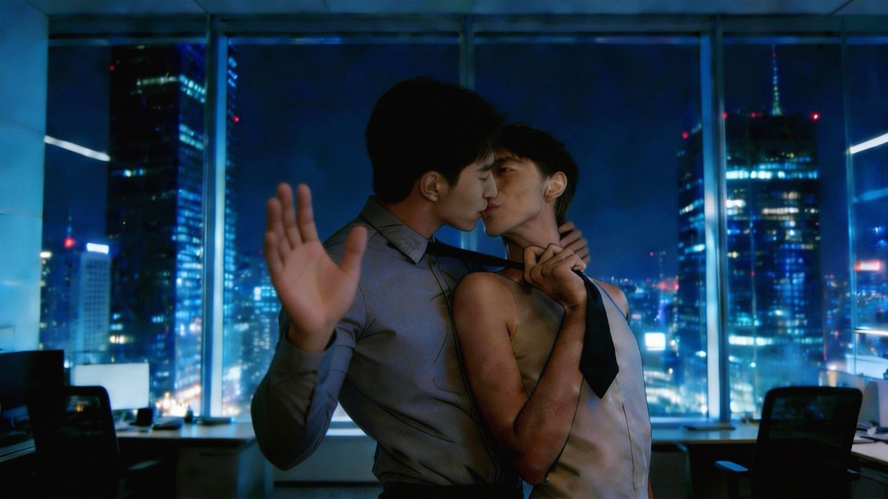 Little bottom secretly surprises the overtime CEO,only to end up pinned on the desk in heated kiss!