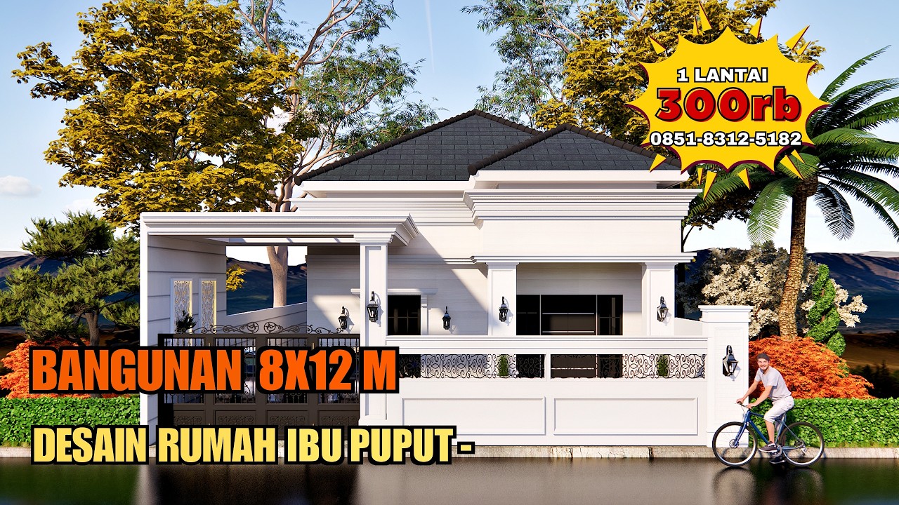 Desain Rumah UK 8X12 M 1 Lantai | Jasa Desain Rumah Ibu Puput
