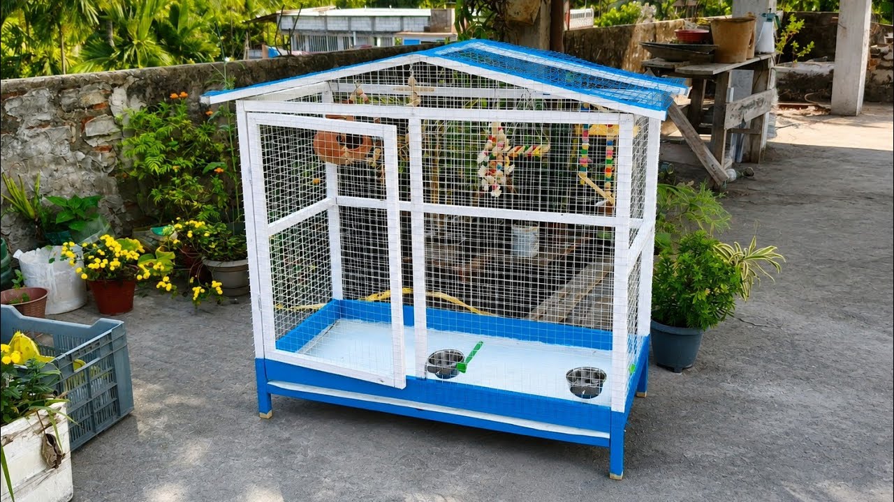 Birds Cage, Homemade Colourful Wooden Cage For Bird's .