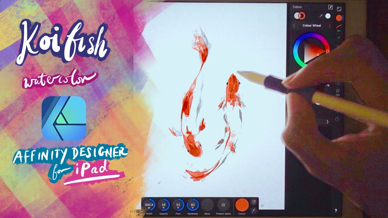 Using Affinity Designer for iPad to paint Koi Fish in watercolor