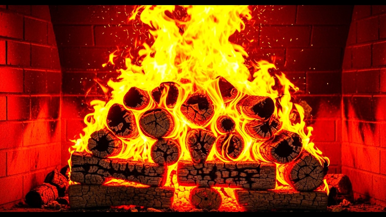 Fireplace with Crackling Fire Sounds 🔥 Cozy Fireplace Ambience for Sleep, Relaxing & Study