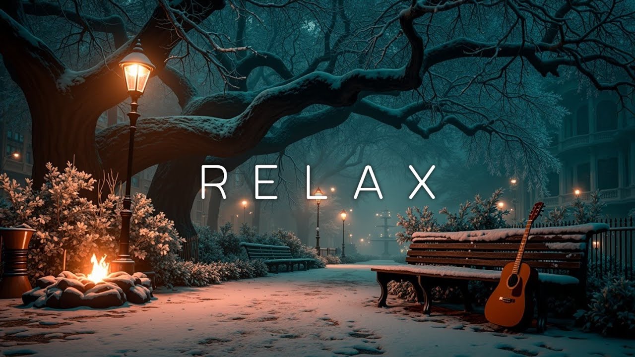Cozy Winter Night Acoustic Guitar & Campfire Ambiance | Спокойная теплая гитарная музыка