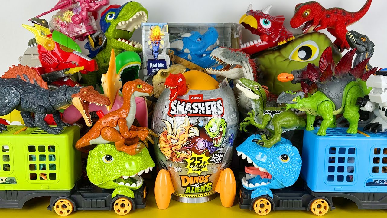 ASMR Satisfying Unboxing Jurassic World Rebirth T-rex Indominus Rex Stego Raptor Dragon Dino Trucks