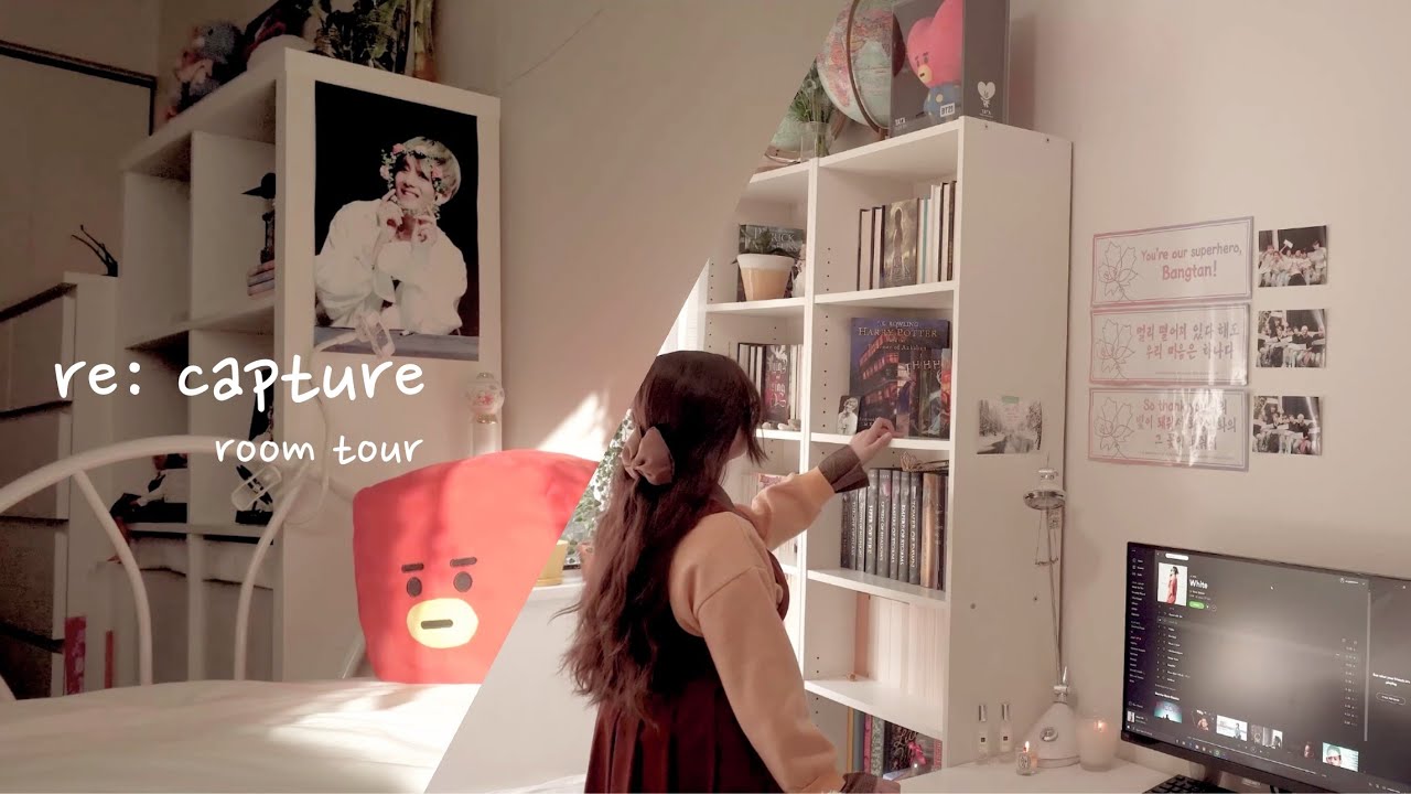 🌺 cozy aesthetic small apartment room tour // books, houseplants, bts, bt21, anime, hygge