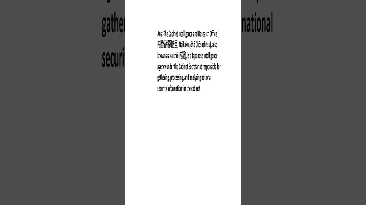 What is Cabinet Intelligence and Research Office?