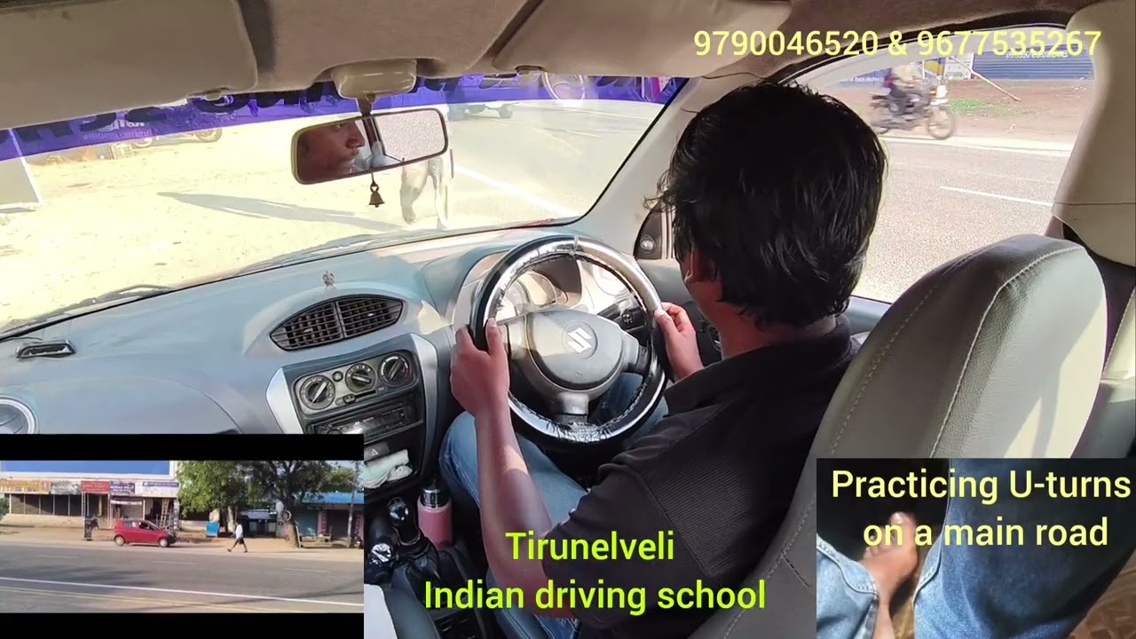 Practicing U-turns on a main road.