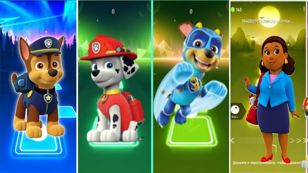 Paw Patrol Team Chase - Skye - Rubble -Rocky | Tiles Hop EDM Rush