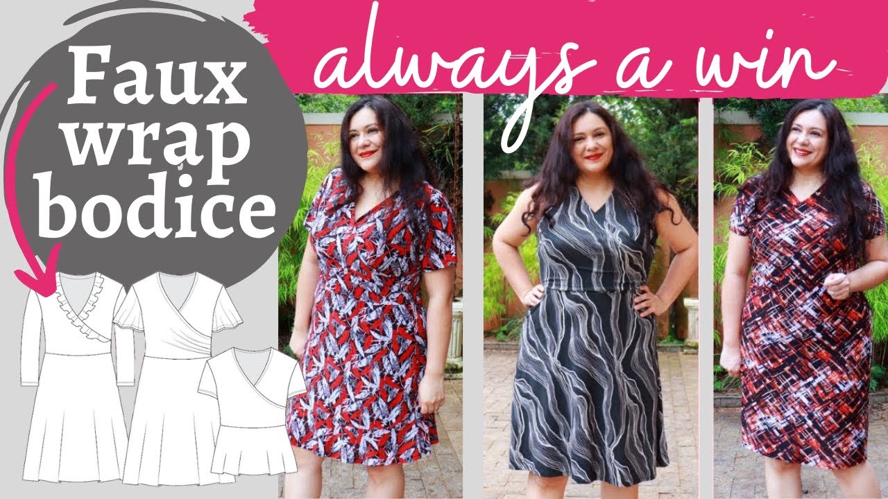 A LOVED tried & tested bodice to SEW OVER & OVER. 3 Willow wrap dresses (Love Notions). Skirt fun.