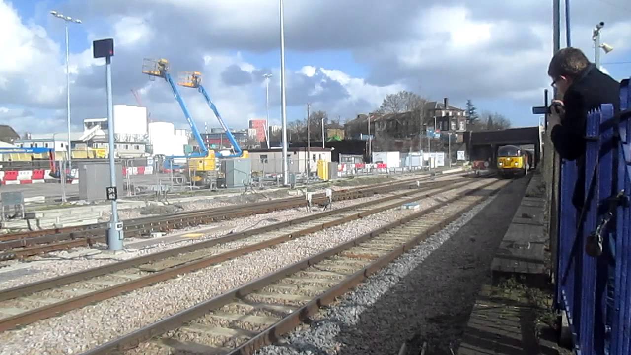 **BRAND NEW** Colas Class 70 70801 & 56078 Work 6V62 Empty Steel @ Ealing Broadway 26/2/14