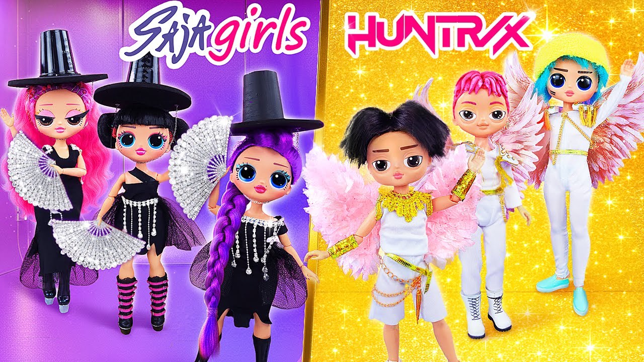 K-Pop Demon Hunters: Huntrix vs Saja Boys Swap Outfit | DIY Fashion Dolls