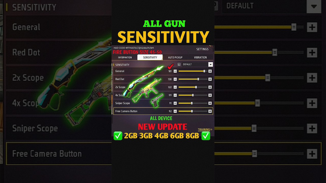 Free Fire Ob54 Update 4Gb Ram Auto Headshot Sensitivity Setting ⚙️| 200 Sensitivity Settings In 2026