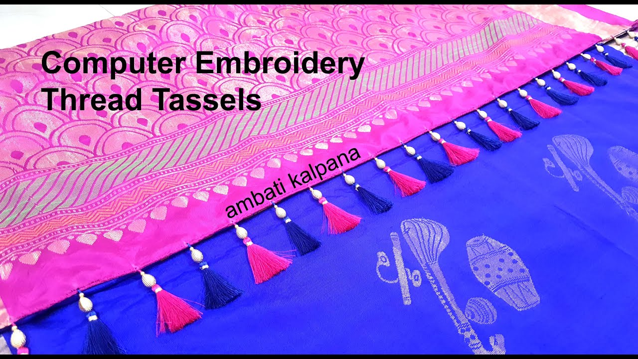 AK Design No.21 // Simple Beads Saree Kuchu at Home/ Silk Saree Pallu Knots // DIY // ambati kalpana