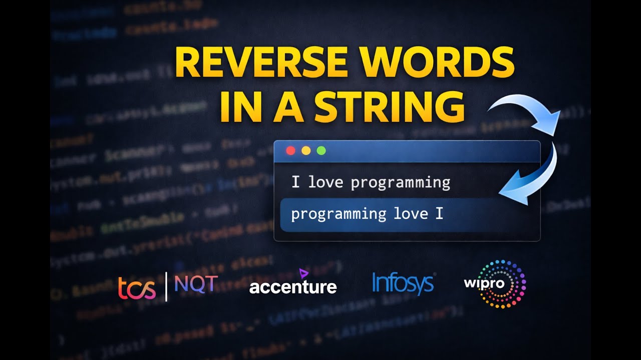Reverse Words in a String | TCS NQT Coding Question | Step-by-Step Logic