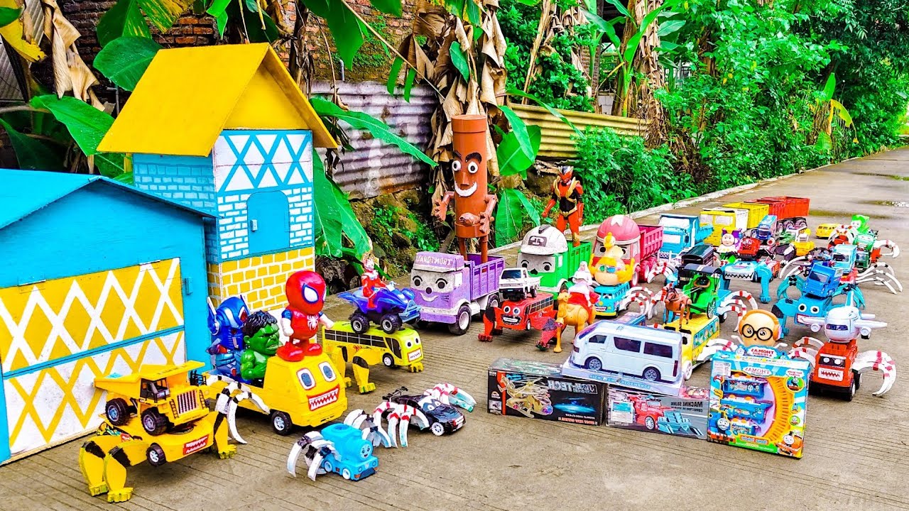 WADIDAW !! Mobil TRUK TRONTON PANJANG Bongkar Mainan Mobil Mobilan Truk Molen, Forklif, Excavator