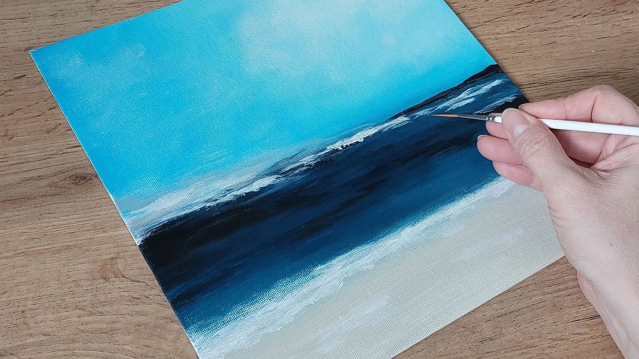 How to paint abstract seascape easy for beginners / STEP by STEP/ Acrylic painting Tutorial