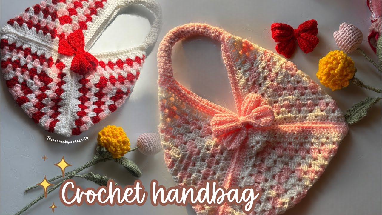 How to crochet this easy granny square handbag✨#crochet #grannysquare #handbags #crochethandbags 