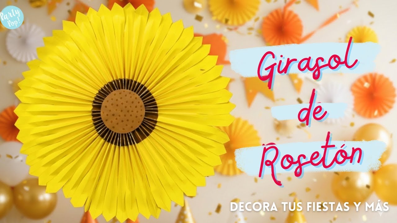 Cómo hacer un girasol de papel tipo rosetón 🌻 | Decoración para paredes, fondos y para fiestas