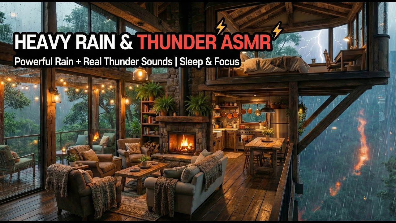 [ASMR] Heavy Rain & Loud Thunder: Real Storm Sound