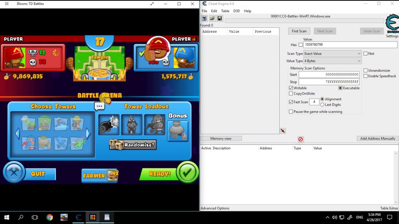 BTD Battles hack (Cheat Engine 6.6)