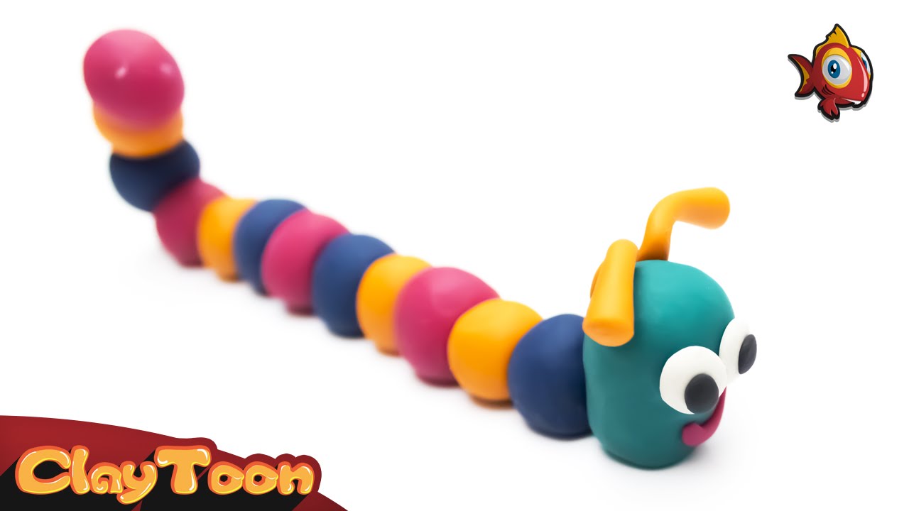 Funny Worm - Polymer clay tutorial | دودة ظريفة - تشكيل صلصال للأطفال