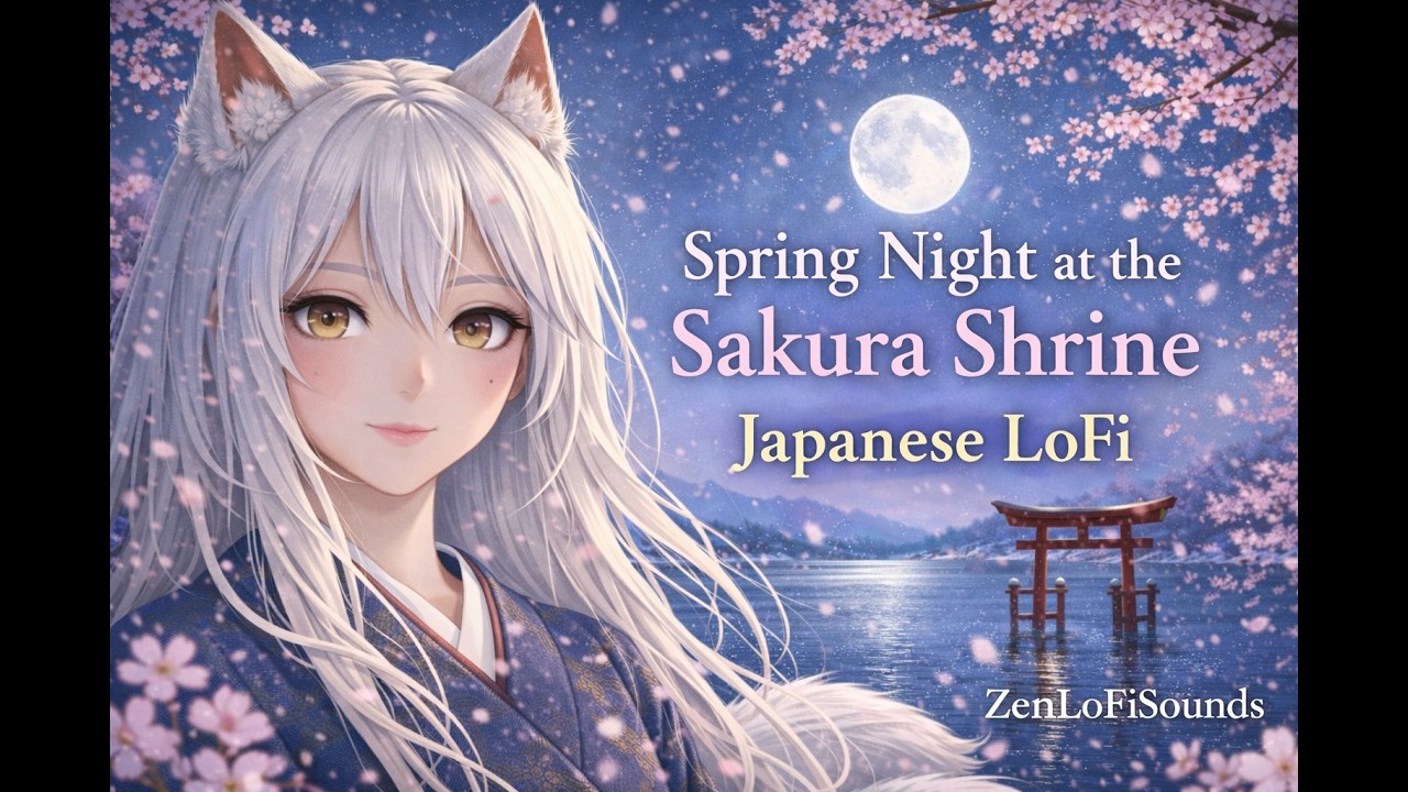 ZenLoFiSounds Vol.24 🌸 Sakura Shrine Night | Japanese LoFi for Sleep & Study