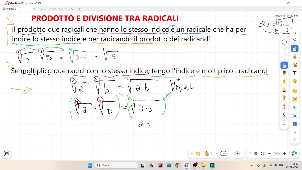 2 - Prodotto e divisione tra radicali  (dimostrazione)