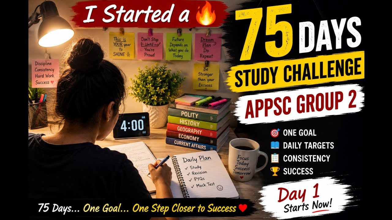 🔥🎯Started a 75 Days Study Challenge || APPSC Group-2||DAY 1||🎯 75 Days Consistency Challenge